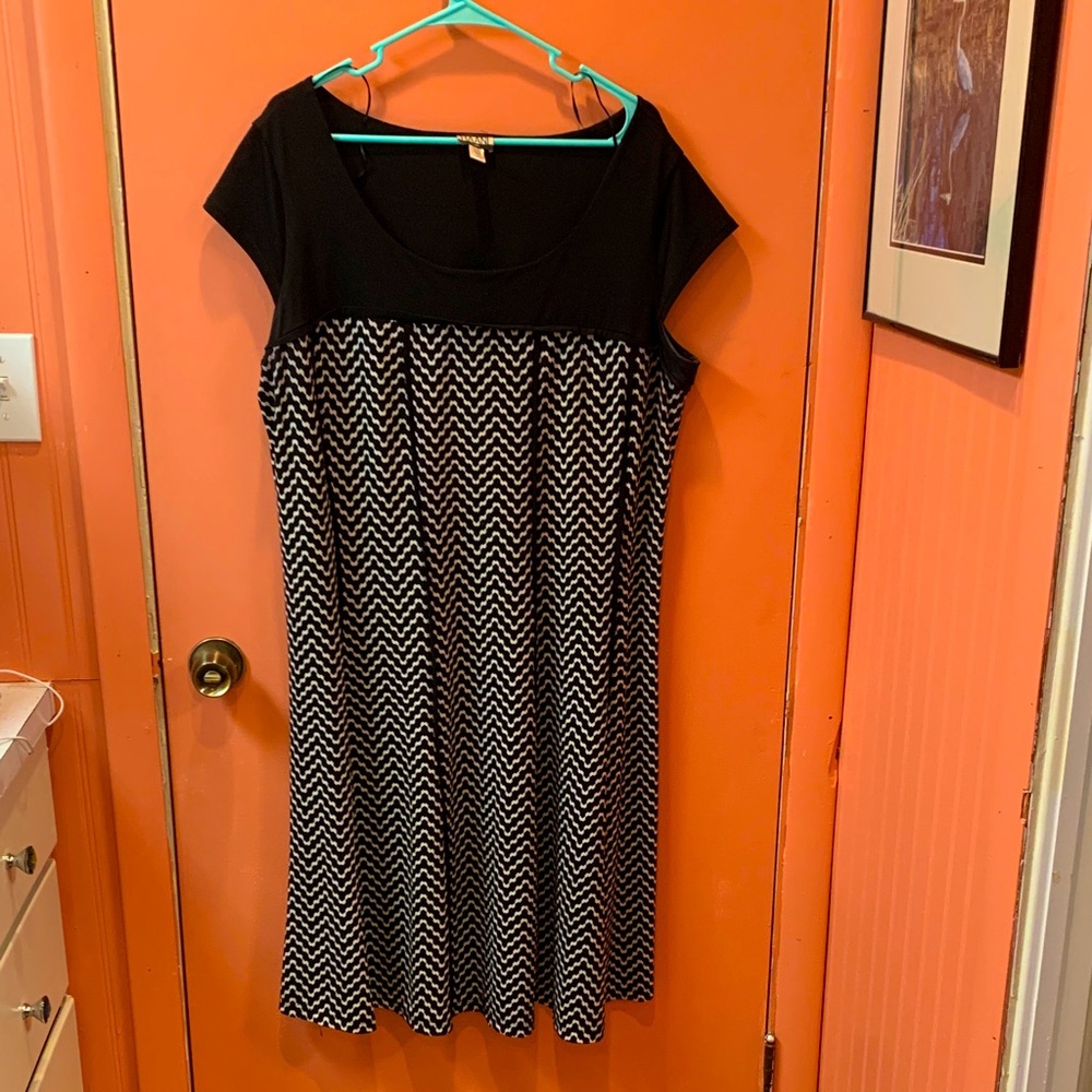Haani Black and White Asymmetrical Sundress with Dolman Sleeves